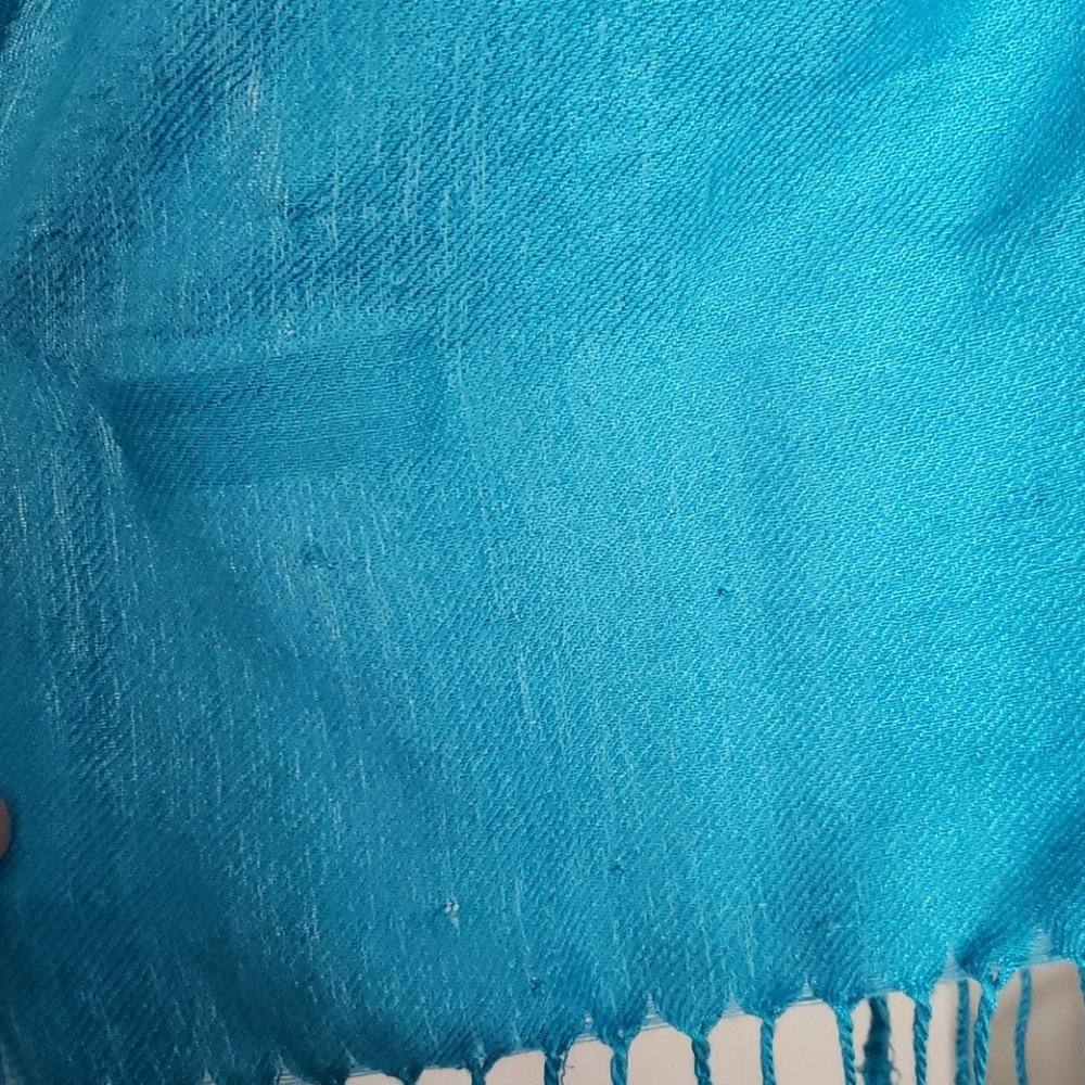 Turquoise Pashmina Scarf Wrap Shawl Fringe Soft Lightweight - Picture 2 of 6